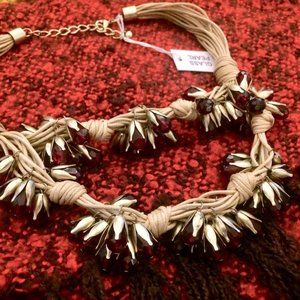 Gardenia burgundy glass cluster handmade necklace